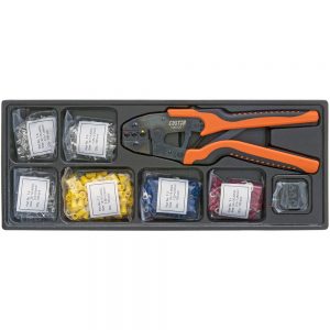 COFFRET PINCE A SERTIR COSSES ELECTRIQUES+MACHOIRES+COSSES DIVERSES