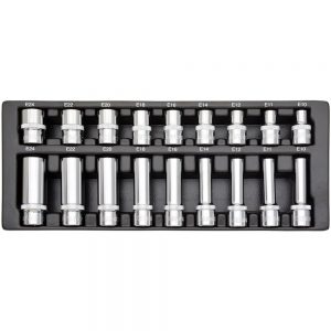 COFFRET DE DOUILLES TORX FEMELLES 1/2" (18pcs)