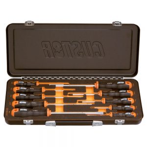 COFFRET METAL DE TOURNEVIS PLATS & CRUCIFORMES (10pcs)