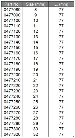 DOUILLE 1/2" 12PT Ø8mm (L.77mm)