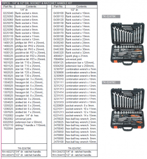 COFFRET COMPLET DOUILLES & CLIQUETS 1/4" & 1/2" (78pcs)