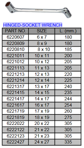 CLE A DOUILLE ARTICULEE 14 x 15 (Long.235mm)