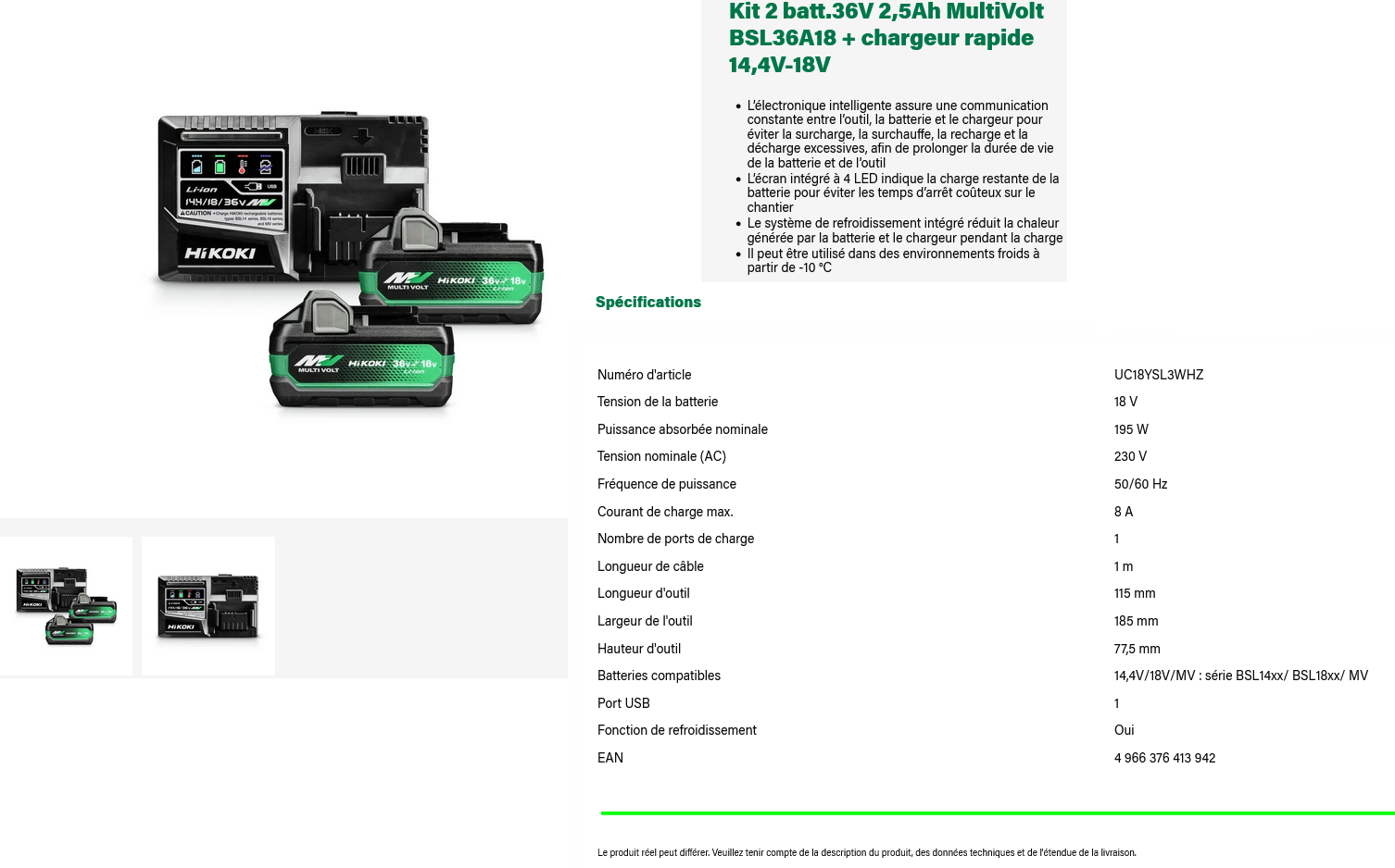 Kit 2 Batt.18V 5Ah (BSL1850)+Chargeur rapide 8A-18V (UC18YSL3W0Z)