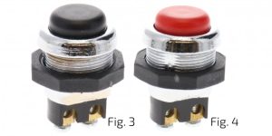 BOUTON POUSSOIR ROUGE ALUMINIUM 12/24V