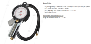 PISTOLET DE GONFLAGE "WONDER 1991" VL/PL (0.7-12bars / 10-174psi)