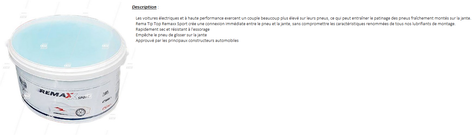 PATE A PNEU 3,5 Kg REMAXX Sport (Véhicules Electriques/Haute Perf.)