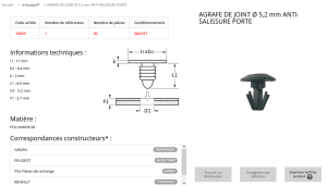 AGRAFE PEUGEOT 207 (sachet de 30)