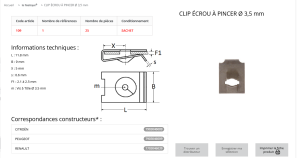 CLIPS DOUBLE POUR VIS TOLE (D3,5 (sachet de 25 pcs)