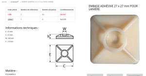 EMBASE ADHÉSIVE POUR RILSAN 4.8mm (sachet de 10 pcs)