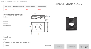 CLIPS DOUBLE POUR VIS TOLE (D4,8) (sachet de 25 pcs)