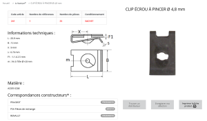 CLIPS DOUBLE POUR VIS TOLE (sachet de 25 pcs)