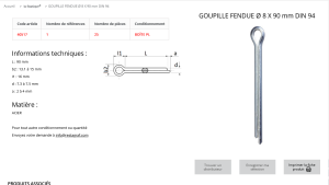GOUPILLE FENDUE 8X90 (boite de 25 pcs)
