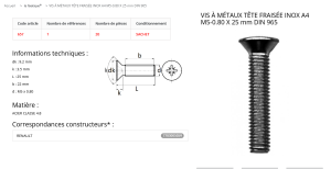 VIS A TOLE 5X25 INOX (sachet de 20 pcs) [30]