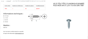 VIS A TOLE  3X10 INOX (sachet de 30 pcs) [30]