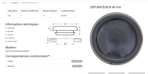 BOUCHE TROU D40 (sachet de 10 pcs)