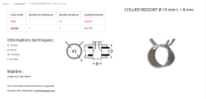 COLLIERS DE SERRAGE SANS VIS  largeur 8 / Ø 10 (sachet de 10)