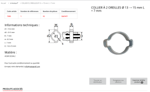 COLLIERS DE SERRAGE SANS VIS largeur 7 / Ø 13 à 15 (sachet de 10)