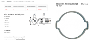 COLLIERS DE SERRAGE SANS VIS largeur 9/ Ø  de 28 à 31(sachet de 10)