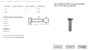 VIS A METAUX TH 12X40 (sachet de 16 pcs)
