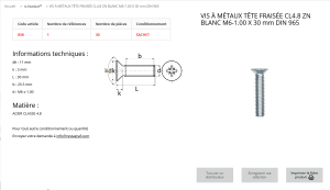 VIS A METAUX TF 6X30 (sachet de 30 pcs)