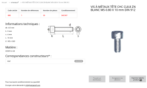 VIS A METAUX 5X10 (sachet de 30 pcs)