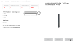 AXE DE CHARNIERE DE PORTE (sachet de 12 pcs)