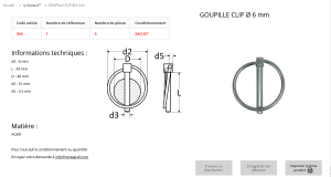 GOUPILLE CLIPS D6 (sachet de 6 pcs)