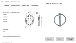 GOUPILLE CLIPS D8 (sachet de 6 pcs)