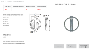 GOUPILLE CLIPS D10 (sachet de 6 pcs)
