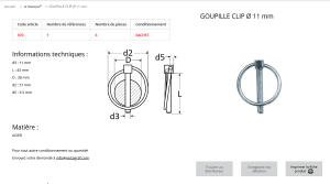 GOUPILLE CLIPS D 11mm (sachet de 6 pcs)
