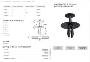 RIVET PLASTIQUE NOIR (sachet de 8 pcs)