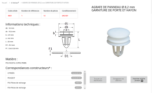 AGRAFE DE PANNEAU DE PORTE (sachet de 12 pcs)