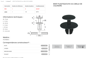 RIVET PLASTIQUE NOIR (sachet de 8 pcs)