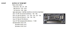 COFFRET CLE TORX PLATES + ACCESSOIRES (30pcs)