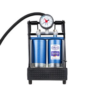 POMPE A PIED COMPACTE BI-CYLINDRE + MANO (7 Bar/100psi)