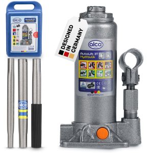 CRIC BOUTEILLE 3T HYDRAULIQ HAUTEUR LEVAGE 195 à 380mm Coffret Alca