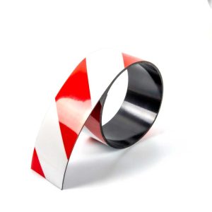 BANDE REFLECHISSANTE MAGNETIQUE ROUGE ET BLANC / GAUCHE 50mm x 1M