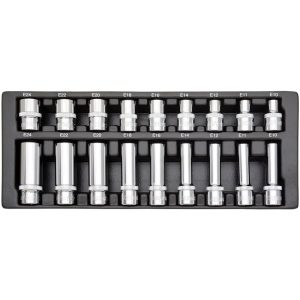 COFFRET DE DOUILLES TORX FEMELLES 1/2" (18pcs)