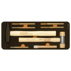 COFFRET MOUSSE MARTEAUX+POINTEAU+BURIN (8pcs)