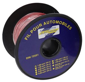 CABLE ELECTRIQUE 1.00 ROUGE BOBINE 50M