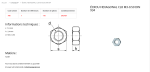 ECROU 6 PANS 3X0,50 (sachet de 110 pcs) [30]