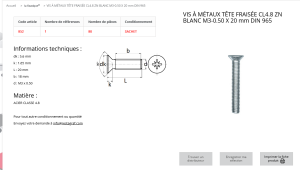 VIS A METAUX TF 3X20 (sachet de 80 pcs)