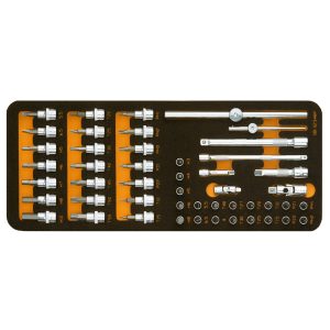 CF.MOUSSE 1/4" & 3/8" EMBOUTS TORX/PLATS/CRUCIFORMES+RALLONGE (48pcs)