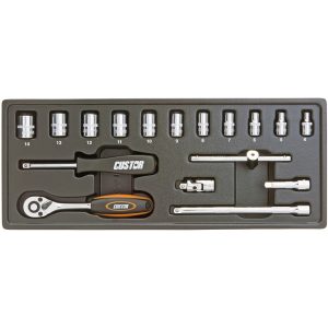 COFFRET DE DOUILLES+CLIQUET 1/4" (17pcs)
