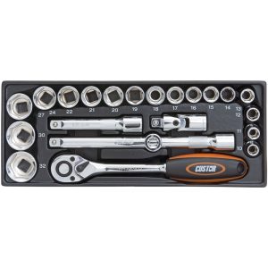COFFRET CLIQUET 1/2"+DOUILLES (22pcs)